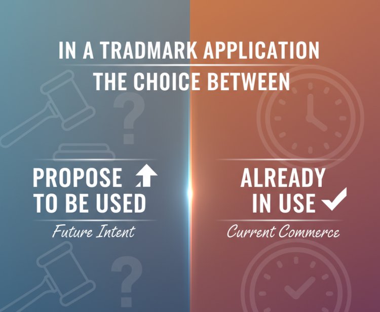 IN A TRADEMARK APPLICATION, THE CH0ICE BETWEEN “PROPOSE TO BE USED” AND “ALREADY IN USE